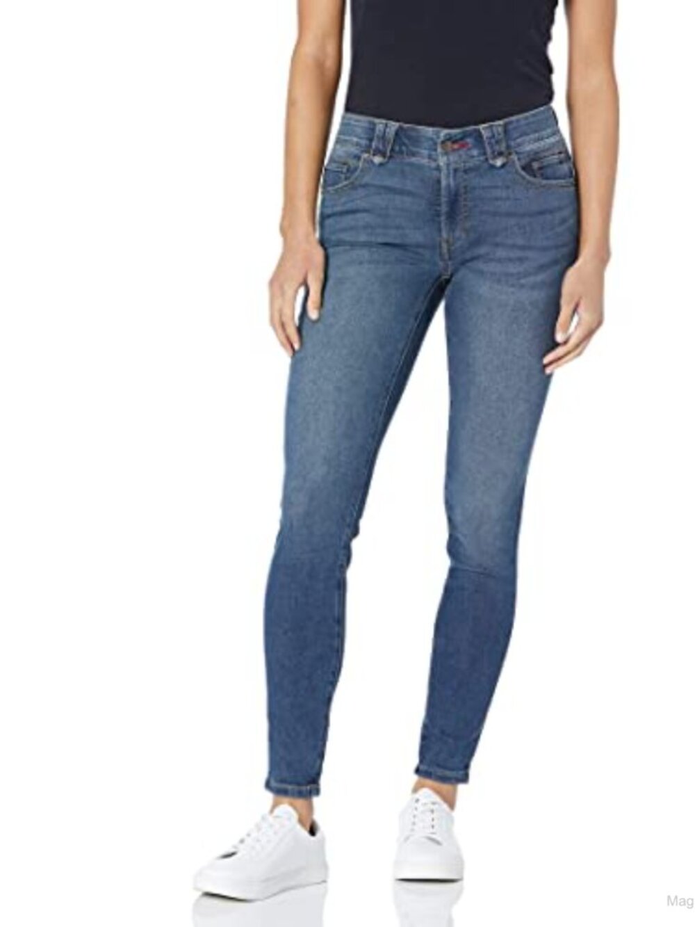 Skinny Crop Jeans High Rise Cuffed Denim Cotton Blend